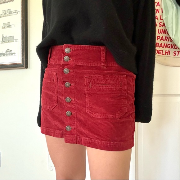 Free People Burgundy Corduroy Mini Skirt - Picture 2 of 2